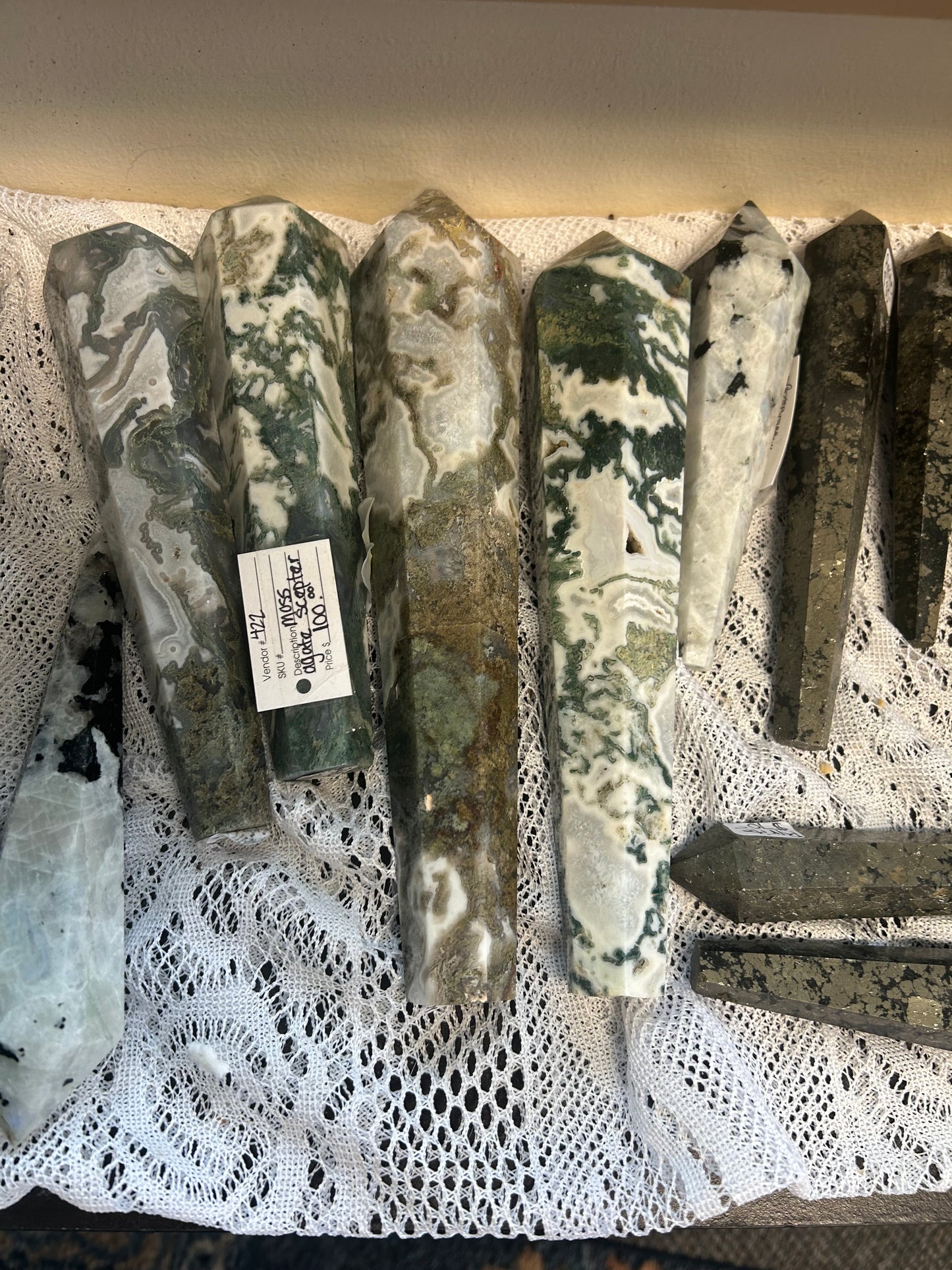 Moss agate scepter
